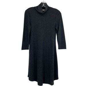 Cupio Gray Mock Neck Knit Long Sleeve Sweater Dress